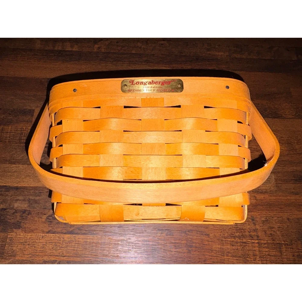 Longaberger 1998 Edition Dresden Tour Basket II Handwoven Wood with Liner Signed